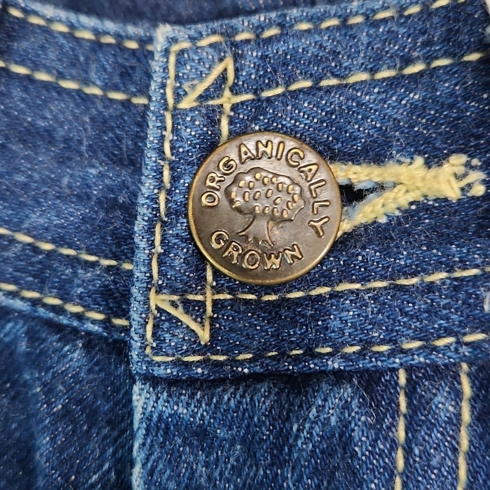Vintage 70's Organically Grown Embroidered Pocket High Rise Dark Wash Jeans - Picture 6 of 10